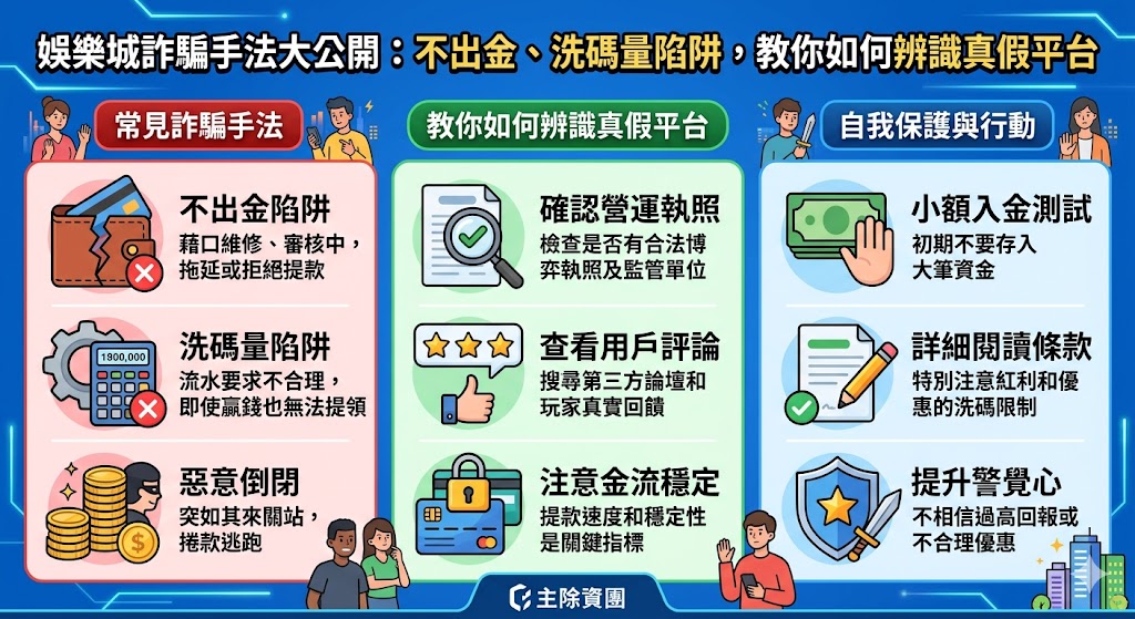現今線上娛樂城詐騙層出不窮，常見手法包括以高額贈點吸引玩家，隨後設置極高洗碼量門檻令其無法提領，或以系統異常、違規下注為由拒絕出金。辨識平台真偽時，應觀察其是否具備合法執照、客服回覆專業度及金流管道是否穩定透明。切勿輕信保證獲利或代操群組，保持理性判斷並選擇商譽良好的老牌平台，才能有效避開不出金的洗碼量陷阱，確保自身財產安全。
